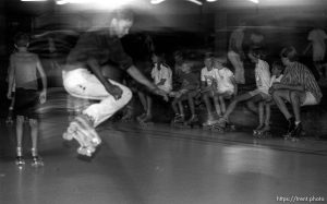 Kids roller-skating at Classic Skating Rink.