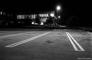 Bishop Ranch building at night.