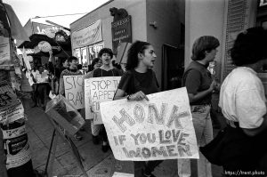 anti-Guns & Roses protest outside of Tower Records.