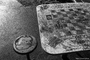Nazi skinhead graffiti at a park in the Haight-Ashbury District.