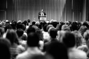 Jaime Escalante speaking at Utah Valley Community College.
