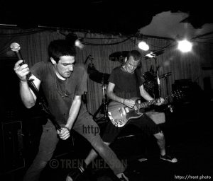Fugazi at the Speedway Cafe, Salt Lake City, Utah. Guy Picciotto (left) and Ian MacKaye (right). June 1, 1989