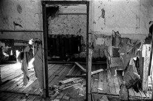 Interior of abandoned house.