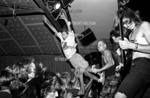 New York hardcore band Sick Of It All performing at the Speedway Cafe, Salt Lake City, Utah, August 30, 1989.