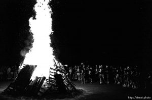 Pep rally bonfire at Provo High School.