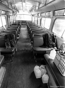 Inside of bus where someone lived.