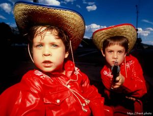 Cowboy kids with cap guns.