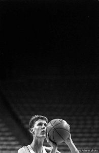 Shawn Bradley at BYU basketball practice.