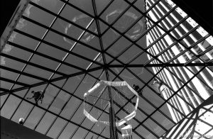 Window washers at Crossroads Mall.