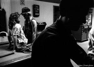 making out on a pool table while P plays Cyberball at the Regal Lanes Bowling Alley.