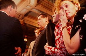 Karl Snow and his family after losing election to Bill Orton.   p