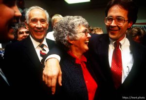 Bill Orton and his parents after winning his election vs Karl Snow.