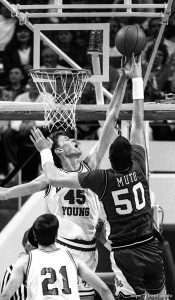 Shawn Bradley at BYU vs. St. Johns.