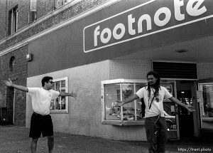 Two guys almost fighting