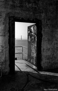 Doorway and Golden Gate Bridge at Alcatraz