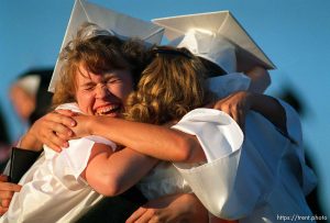 Graduates celebrate at high school graduation