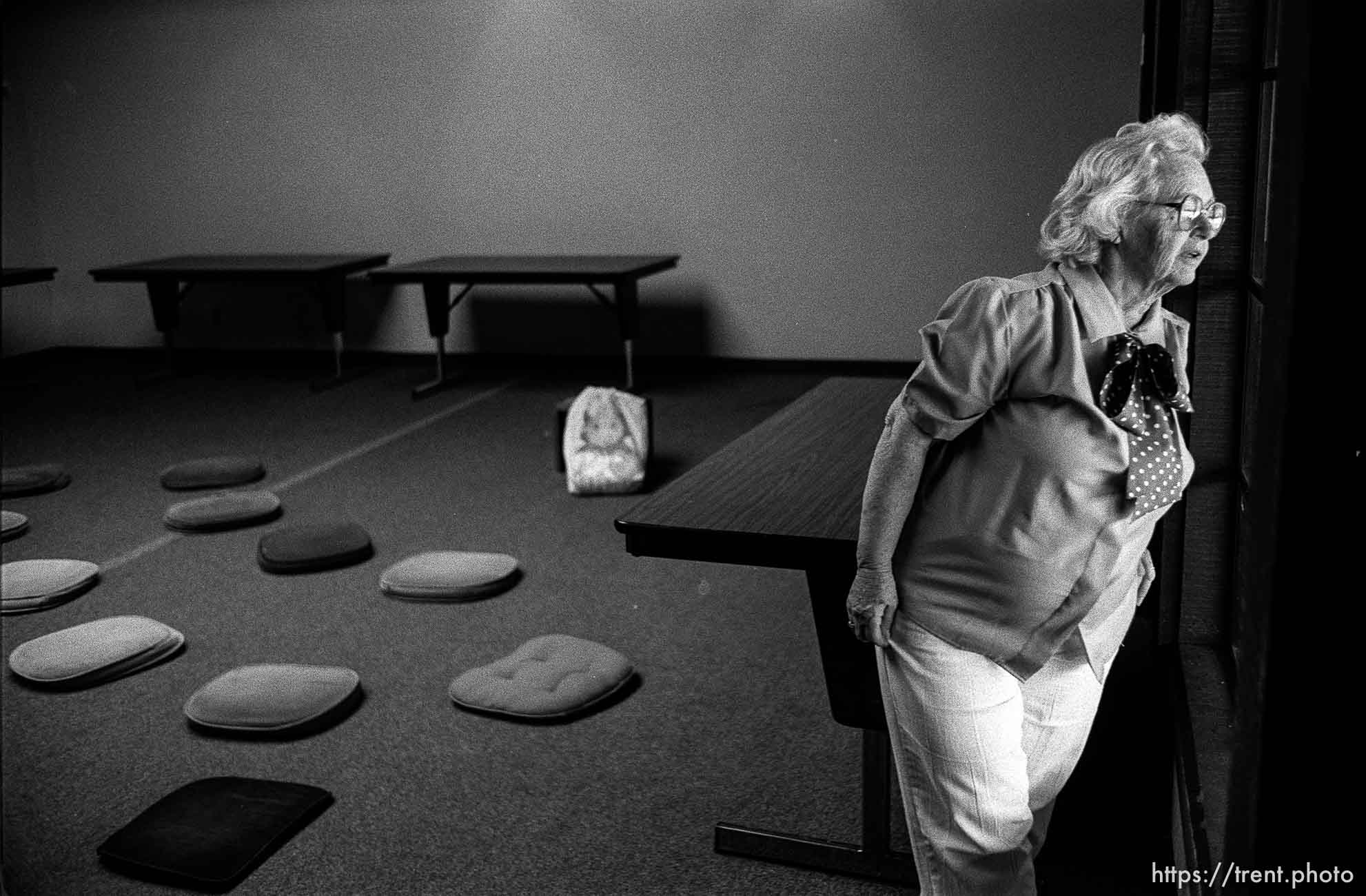 Librarian waits for kids to come to story time
