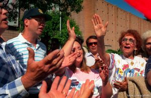 Pro-life people pray at Operation Rescue abortion protest at Planned Parenthood clinic.