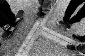 kids hanging out at Rheem (their legs)