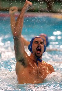 USA Player celebrates goal in Water Polo at the 1996 Summer Olympic Games