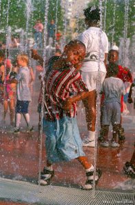 Kid dancing in fountain in Centennial Olympic Park at the 1996 Summer Olympic Games