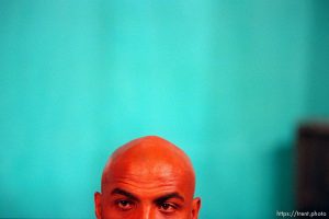 Charles Barkley's head at the Dream Team press conference at the 1996 Summer Olympic Games