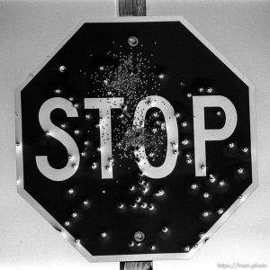 Shot up stop sign at state road 6 and Jericho Junction.