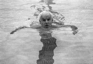 Jim Nolan swimming at the Deseret Gym. 