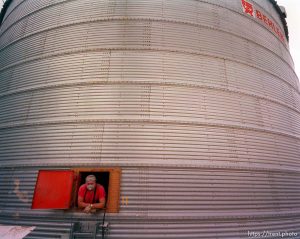 Dick Wagoner in a grain elevator at Jack's Bean Company.