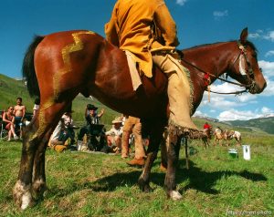 Director of Photography Lawrence Schweich sizes up a shot while filming of the movie 