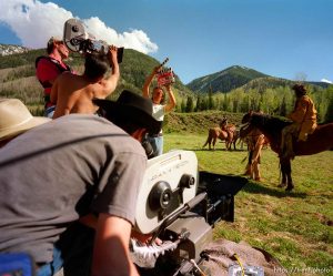 Clapping the marker while filming the movie 