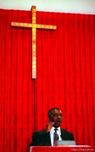 Rev. France Davis conducts a Sunday service at Calvary Baptist Church.