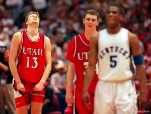 Hanno Mottola and Drew Hansen during the closing moments of their loss at Utah vs. Kentucky at the NCAA championship game.
