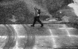 Man walking in snow.