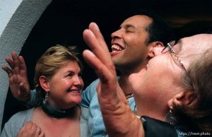 Ed Knowles dancing with other NGO's at a Mercy Corps party.