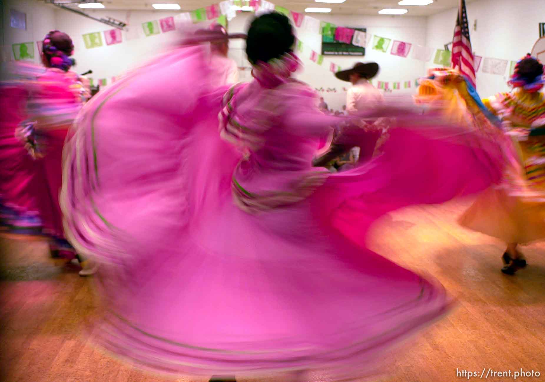 Dancers from the group Ballet Folklórico de las Americas perform at the opening of festivities celebrating Mexican Independence, held at the Centro Civico on 200 South. photo by Trent Nelson 09/15/2000