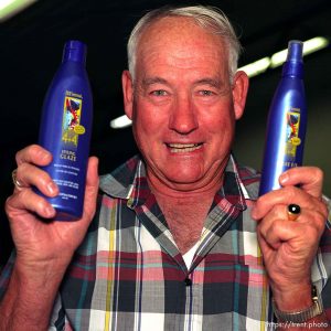 Dick Milam, winner of door prize- styling gel. Beaver County Fair