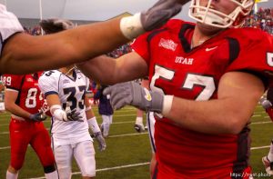 Salt Lake City - postgame fight. Utah vs. BYU football Saturday afternoon at Rice-Eccles Stadium. Utah wins 13-6.  11.23.2002, 4:08:52 PM