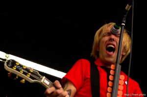 The Ataris. The Vans Warped Tour visits the Utah State Fairpark in Salt Lake City Saturday. The all-day event features a plethora of alternative bands on several stages and extreme sports demos. A large crowd of concertgoers faced sun and rain to see bands such as Bowling for Soup, AFI, and Orem's own The Used. Best t-shirt spotted: 