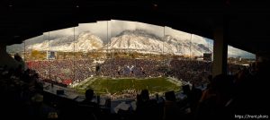 BYU pressbox sequence. Provo - Utah beats BYU 3-0. BYU vs. Utah football Saturday at LaVell Edwards Stadium.