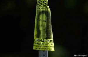 The search continues Tuesday afternoon in Salt Lake City's Memory Grove for jogger Lori Hacking, who went for a run in the park Monday morning and disappeared.