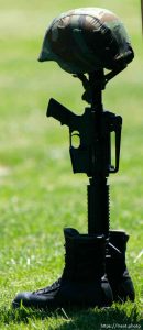 Funeral for Brandon Thomas, a green beret killed in Iraq while working as a civilian security contractor. Photo by Trent Nelson; 5.24.2005