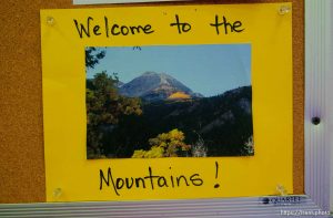 welcome to the mountains sign at Camp Williams, where people who were evacuated from the hurricane Katrina disaster in New Orleans, are making a go of it.