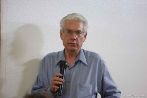 Hildale mayor David Zitting. Bruce Wisan, the court-appointed special fiduciary of the UEP trust, during a meeting in Hildale, Utah, to answer questions regarding property and tax issues.