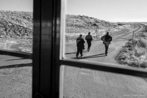 navajo kids being dropped off after school via bus.