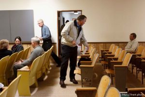 Washington County Sheriff Kirk Smith visits Hildale City Council Meeting. , 3.14.2006 Hildale Mayor David Zitting (blue shirt).  lamar Johnson (tan windbreaker).