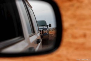 tinted-window truck following Gary Engels as intimidation tactic