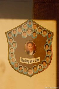 Warren Jeffs poster at door to 4th grade classroom at FLDS school in Bountiful.