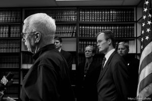 Washington County sheriff Kirk Smith (left) and Washington County attorney Brock Belnap, warren jeffs press conference ; 8.31.2006