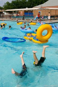 St. George - Swimmers try to keep cool at the St. George city swimming pool as the temperature is well into triple digits Friday afternoon.
; 7.06.2007